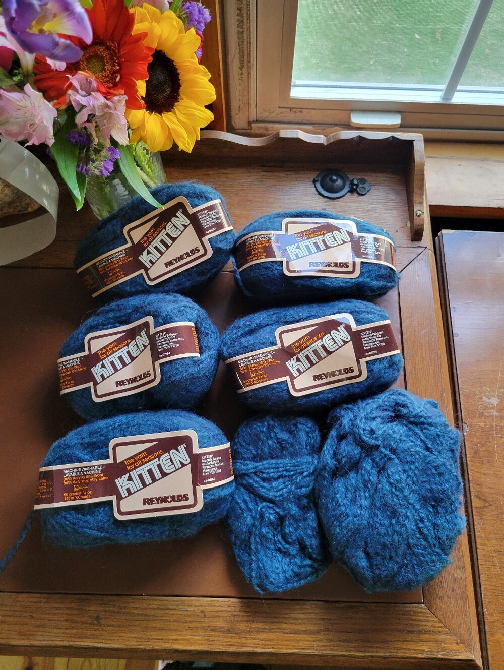 5 Skeins Kitten Yarn Reynolds 1.75 oz 84% Acrylic 16% Wool Color 13 Lot AD Blue